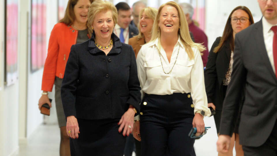 Linda McMahon and Fairfield First Selectwoman Brenda Kupchick tour Sacred Heart University’s new IDEA Lab, an engineering and innovation center in Fairfield, Conn. Jan. 31, 2020.