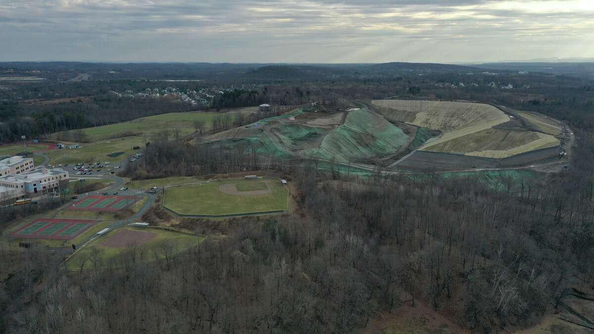 The Dunn landfill adjacent to the elementary, middle and high school complex in Rensselaer. (Photo courtesy Rensselaer Environmental Coalition.)