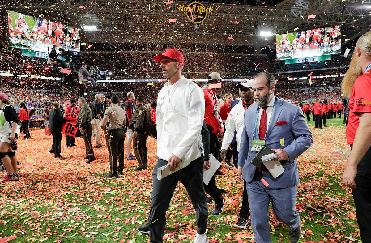 San Francisco 49ers’ head coach Kyle Shanahan walks off the field after the team’s 31 to 20 loss in Super Bowl LIV between the San Francisco 49ers and the Kansas City Chiefs at Hard Rock Stadium on Sunday, Feb. 2, 2020 in Miami Gardens, Fla.