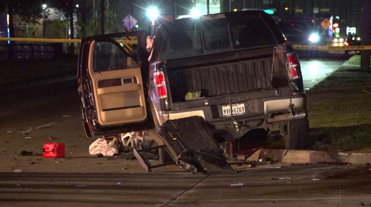 Harris County Sheriff's Office deputies investigate a deadly crash on Bammel North Houston Road at Champions Forest Drive on Sunday, Feb. 2, 2020.