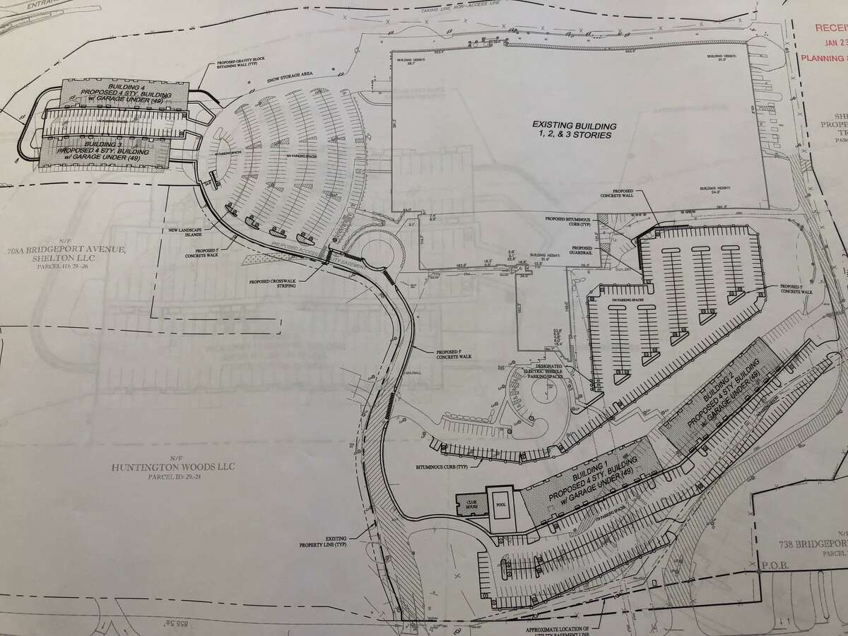 A map of the proposed apartment development, and related work, at 710 Bridgeport Avenue. This site is home to offices that house PerkinElmer.