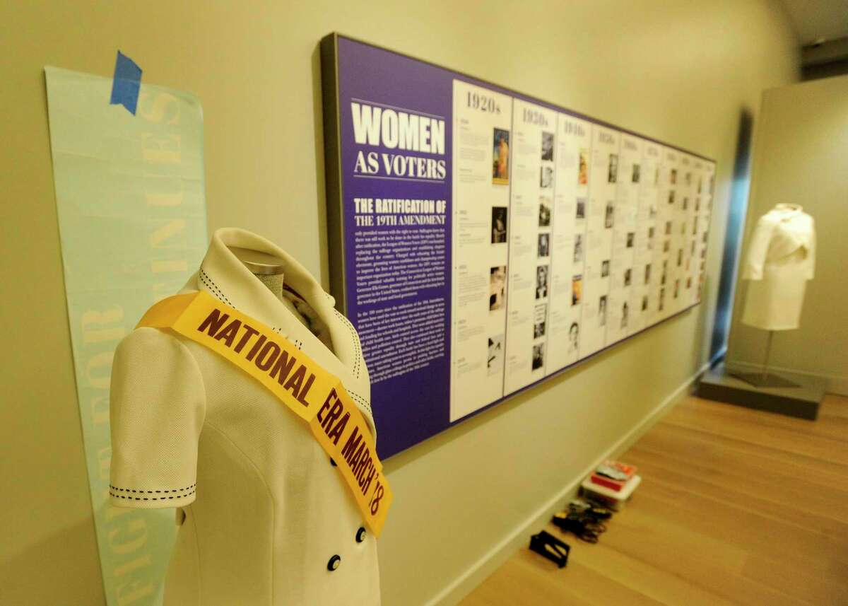 "An Unfinished Revolution: The Women's Suffrage Centennial" exhibition at the Greenwich Historical Society museum in Greenwich, Connecticut on Jan. 30, 2020.