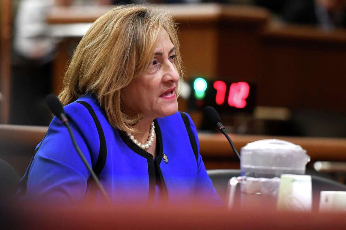 Arlene Gonzalez-Sanchez, commissioner of the New York State Office of Addiction Services and Supports, testifies during a joint legislative hearing on mental hygiene on Monday, Feb. 3, 2020, at the Legislative Office Building in Albany, N.Y. (Will Waldron/Times Union)