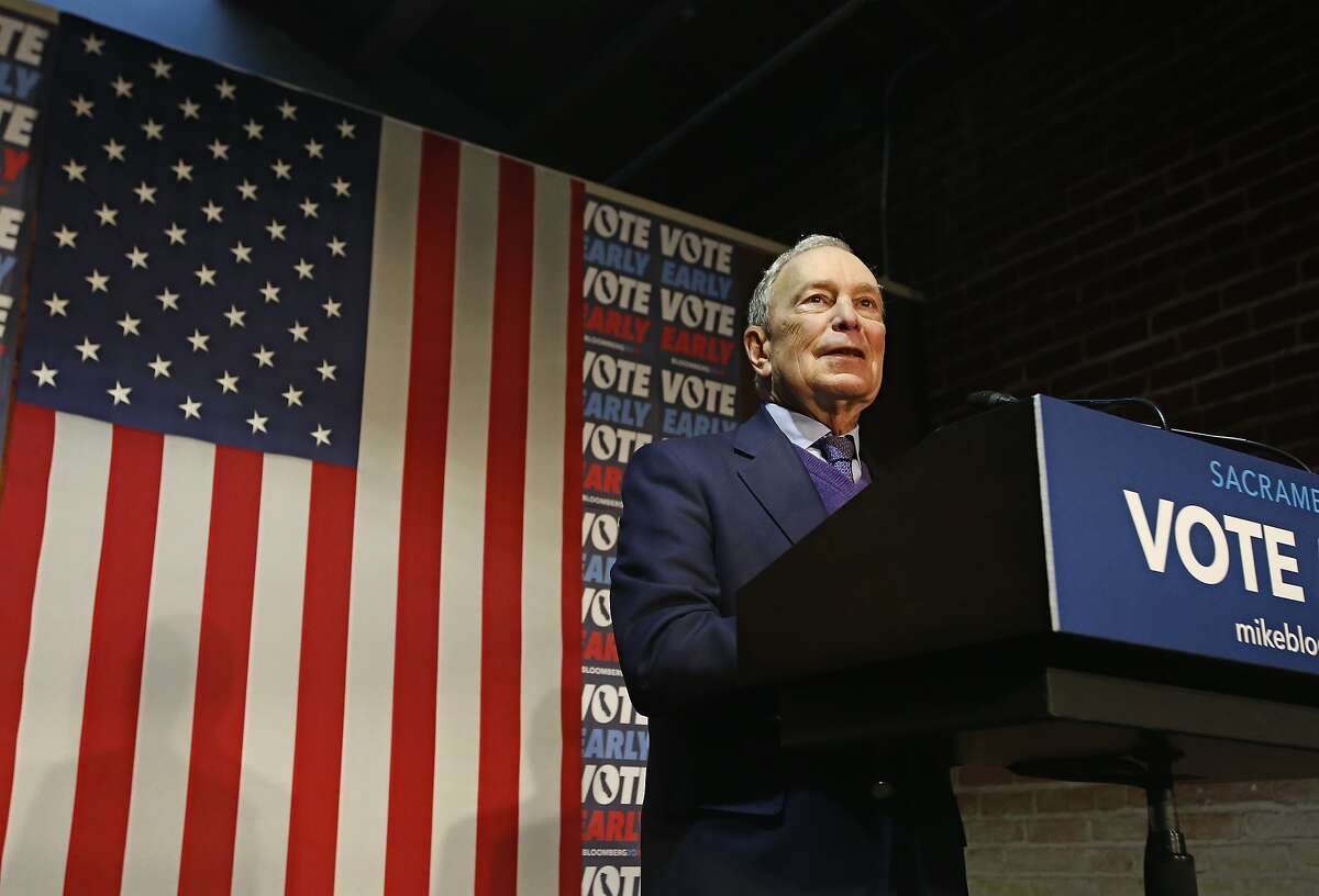 Democratic presidential candidate former New York City Mayor Michael Bloomberg addresses supporters during a campaign stop in Sacramento, Calif., Monday, Feb. 3, 2020. (AP Photo/Rich Pedroncelli)