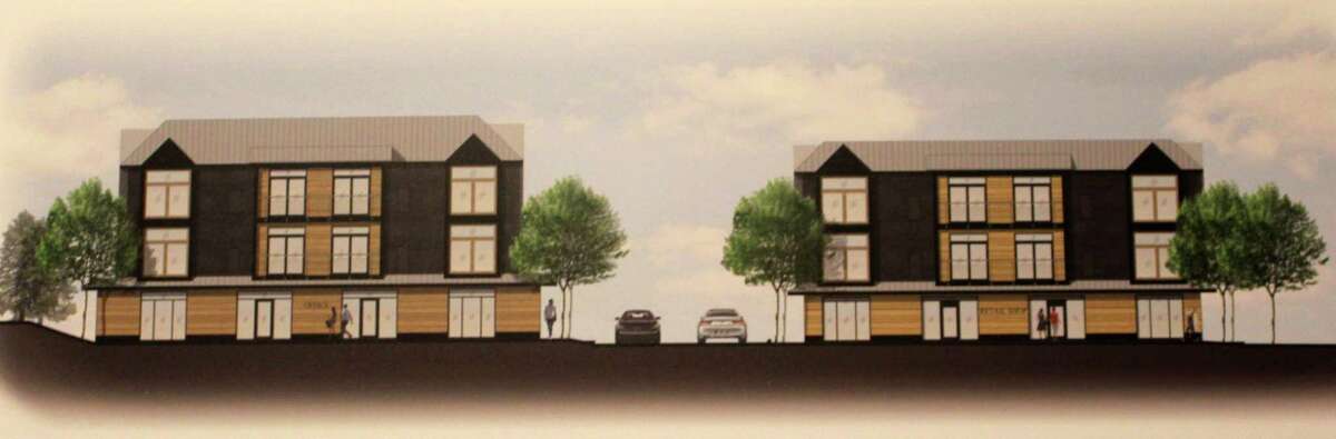 Mel Barr of Bar Associates, LLC presented a rendering for a mixed use development at 793 Post Road East to the Planning and Zoning Commission on March 1, 2018 in Westport Town Hall.