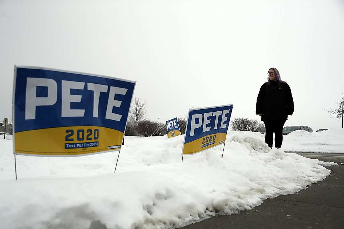 Jen Tomita poses for a portrait while attending a campaign event for Democratic presidential candidate former South Bend, Ind., Mayor Pete Buttigieg Sunday, Jan. 26, 2020, in Des Moines, Iowa. (AP Photo/Marcio Jose Sanchez)