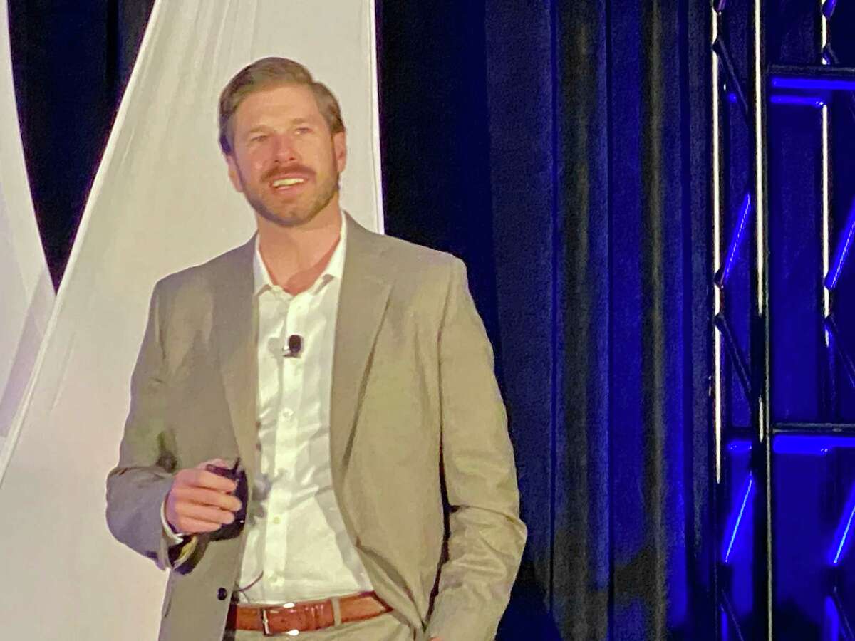 Parsley Energy CEO Matt Gallagher speaking at the NAPE Summit in downtown Houston on Wednesday, February 5, 2020 where he debuted the Shale New Deal, a plan to fight the oil and natural industry's problems with perception, pollution and profits.