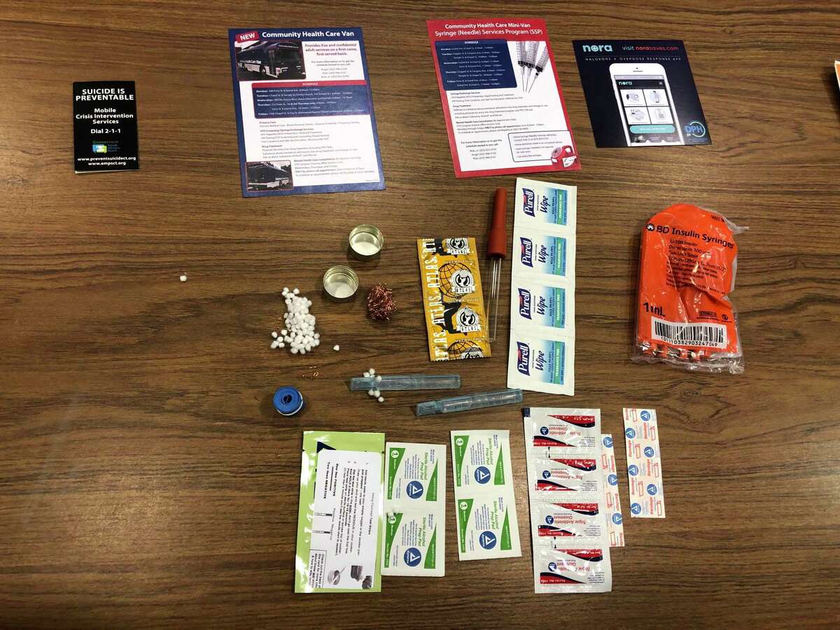 The contents of a harm reduction kit.