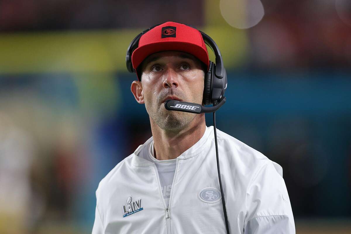 Head coach Kyle Shanahan of the San Francisco 49ers reacts against the Kansas City Chiefs during the second quarter in Super Bowl LIV at Hard Rock Stadium on February 02, 2020 in Miami, Florida. (Photo by Tom Pennington/Getty Images)