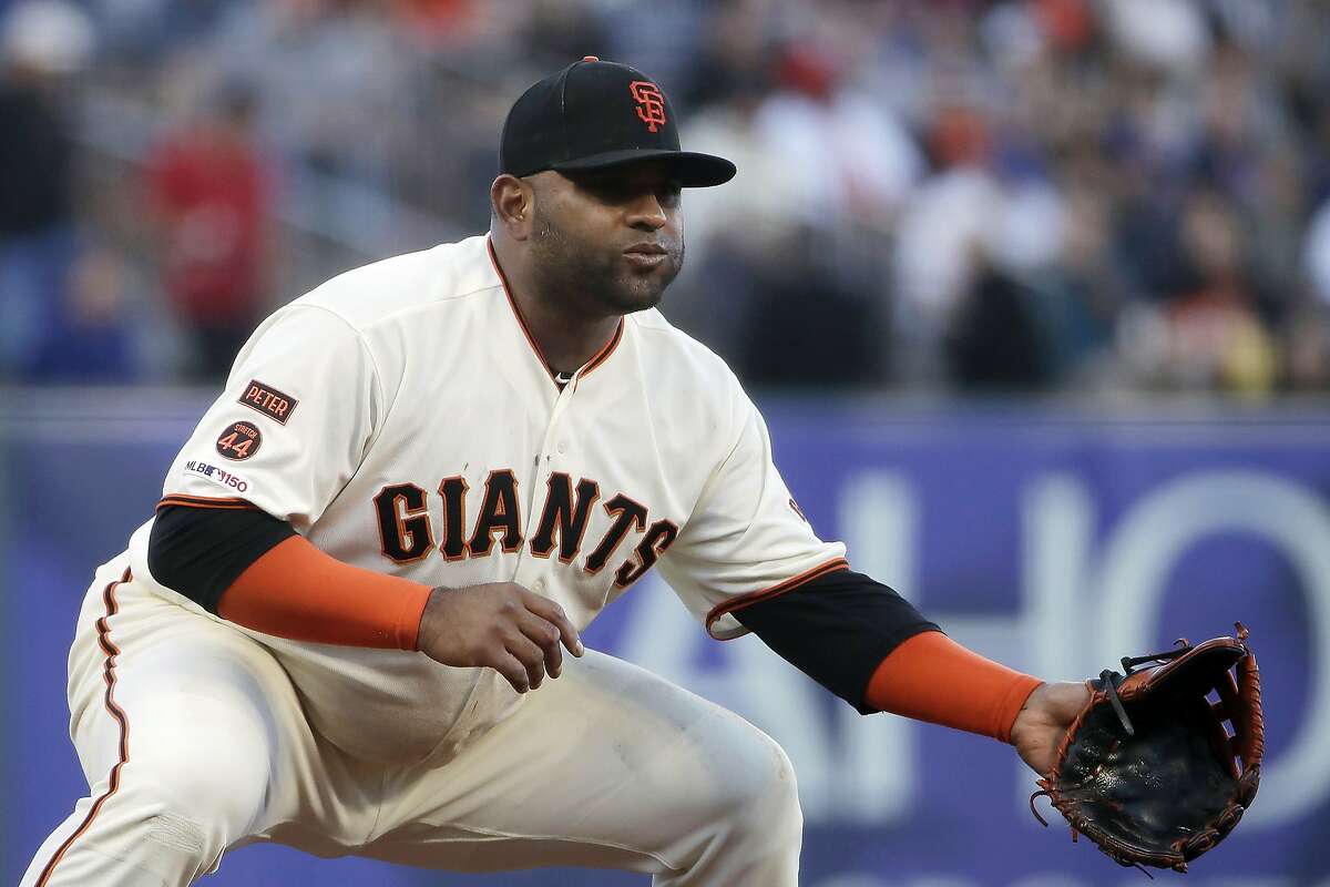 San Francisco Giants - Game Used Father's Day Blue Ribbon Jersey + Cap -  #48 Pablo Sandoval (size 48 - cap 7 3/8)