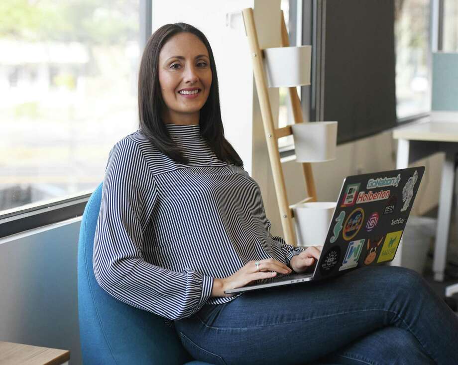 Encaptiv co-founder and CEO Shannon Daniels works in the Hayvn shared workspace in Darien, Conn., on Monday, Feb. 3, 2020. Encaptiv is a presentation-software company that is exhibiting at Startup Grind's 2020 Global Conference in Silicon Valley on Feb. 11, 2020. Photo: Tyler Sizemore / Hearst Connecticut Media / Greenwich Time