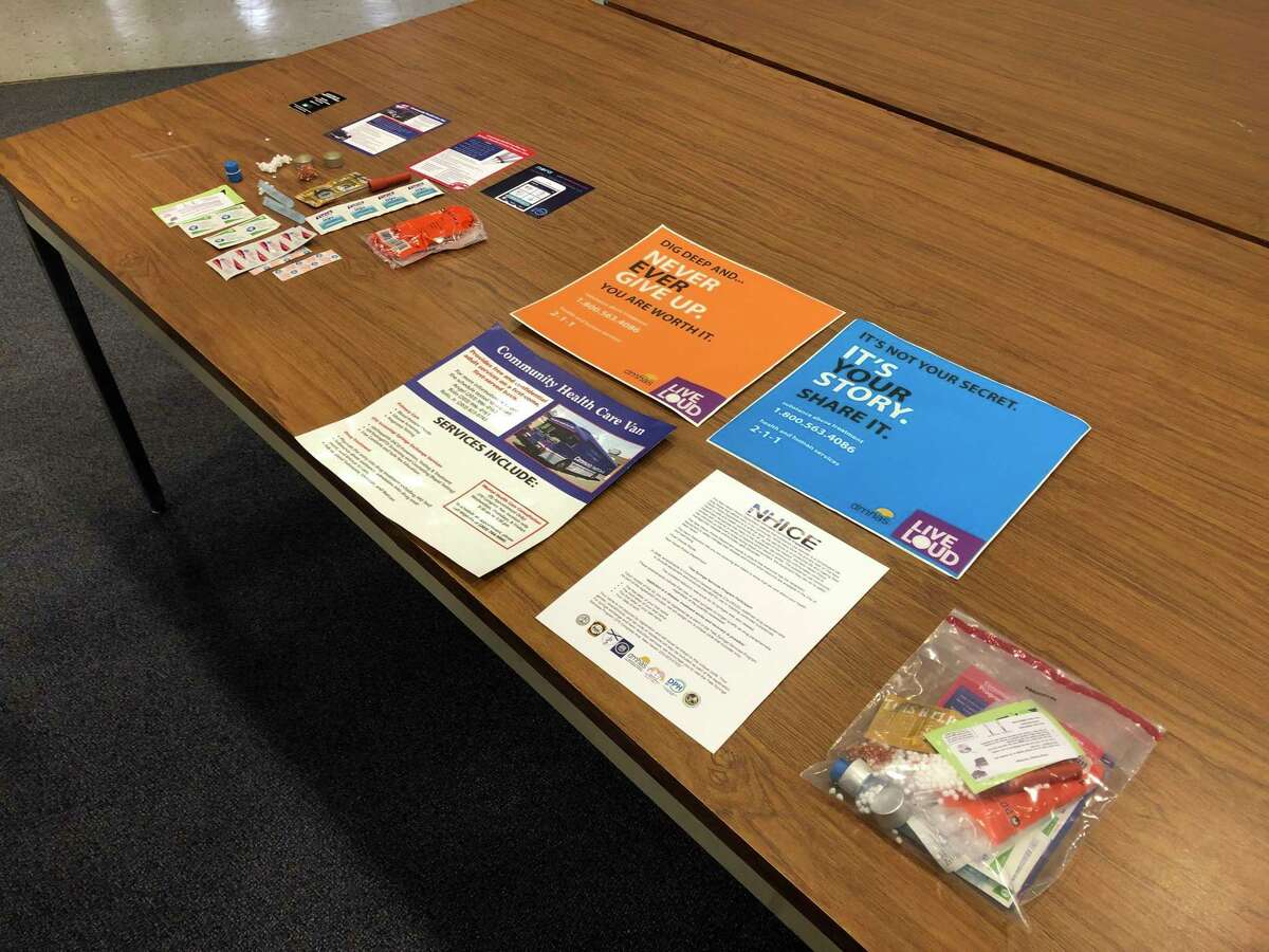 The New Haven Police Department will begin distributing harm reduction kits, to include glass pipes and syringes, in hopes of keeping those battling addiction alive until they can seek care. Here, the contents of a harm reduction kit.