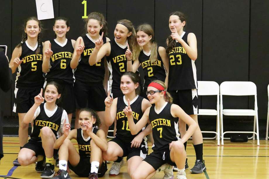 Western Middle School’s girls basketball team won the Greenwich Middle School Championships, recently. Photo: Daniel Utzinger / Contributed Photo