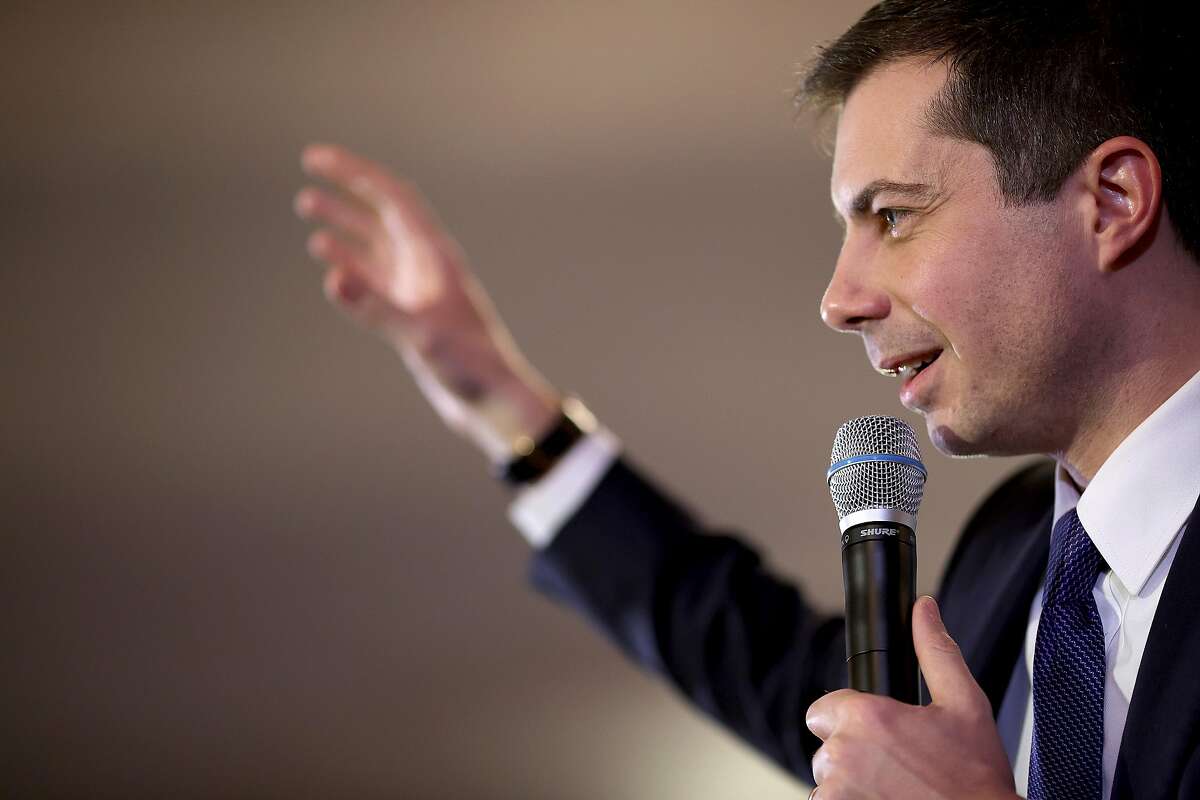 MERRIMACK, NEW HAMPSHIRE - FEBRUARY 06: Democratic presidential candidate former South Bend, Indiana Mayor Pete Buttigieg speaks at Merrimack American Legion Post 98 February 06, 2020 in Merrimack, New Hampshire. New Hampshire holds its first in the nation primary in five days. (Photo by Win McNamee/Getty Images)