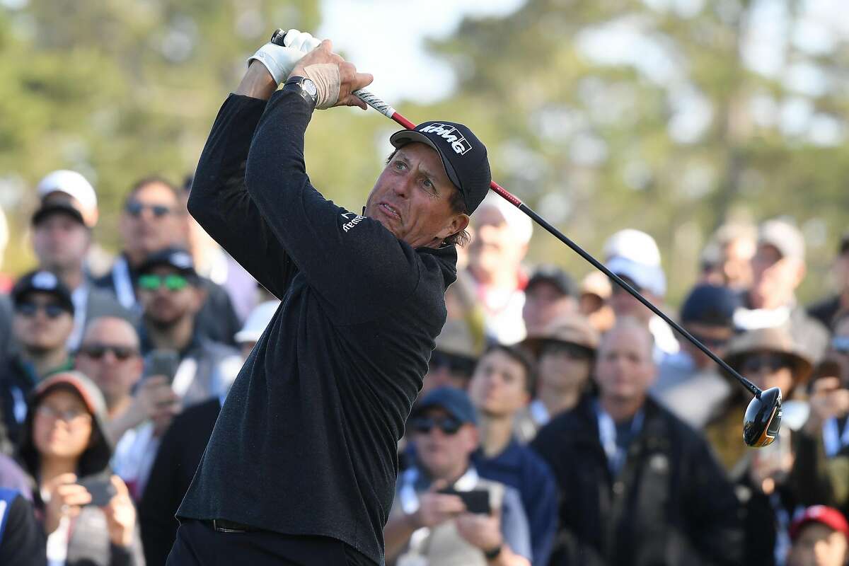 Phil Mickelson, shown here during the final round of the AT&T Pebble Beach Pro-Am in Feburary, is accustomed to large galleries on the Monterey Peninsula. That won’t be the case in 2021.