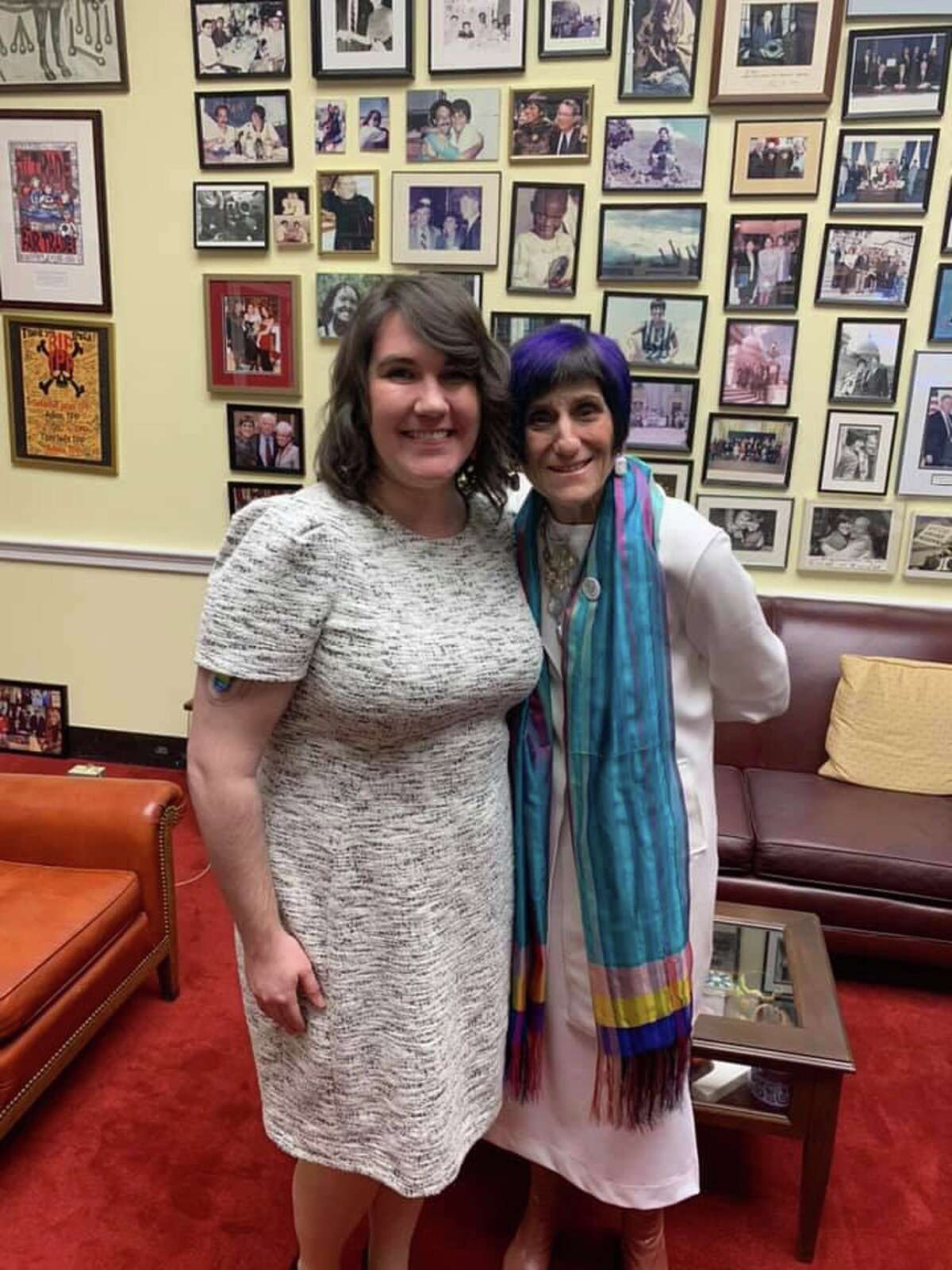 Shelton resident Kristen Whitney Daniels with Congresswoman Rosa DeLauro at the State of the Union Tuesday, Feb. 4.