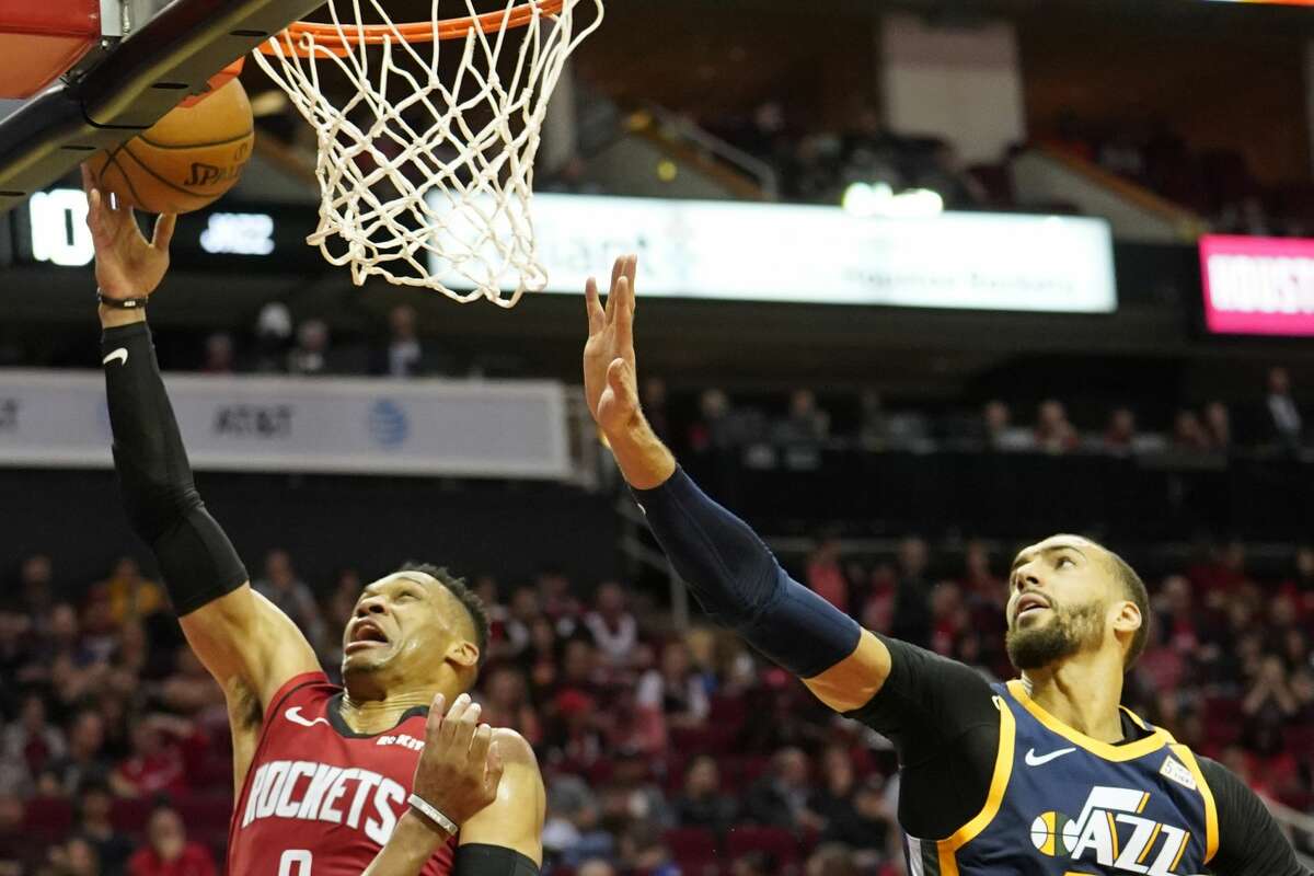 During his 39-point game Sunday against the Jazz, Russell Westbrook frequently found himself defended at times by the much taller Rudy Gobert.