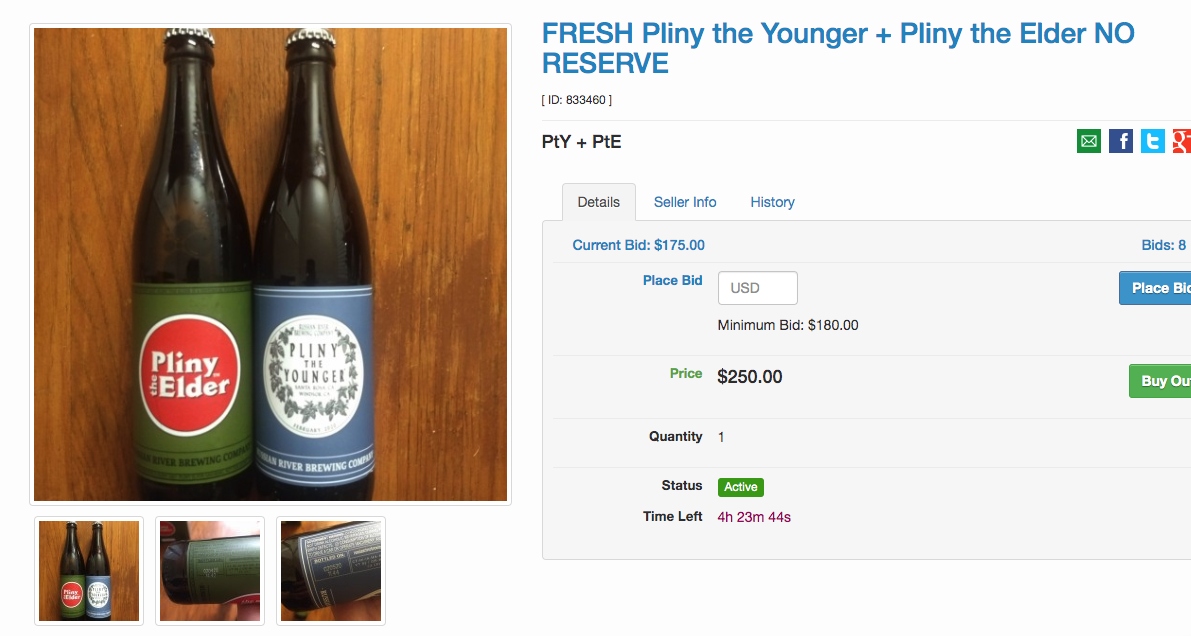 Ridiculous Markup On Pliny The Younger At Beer Auction Site