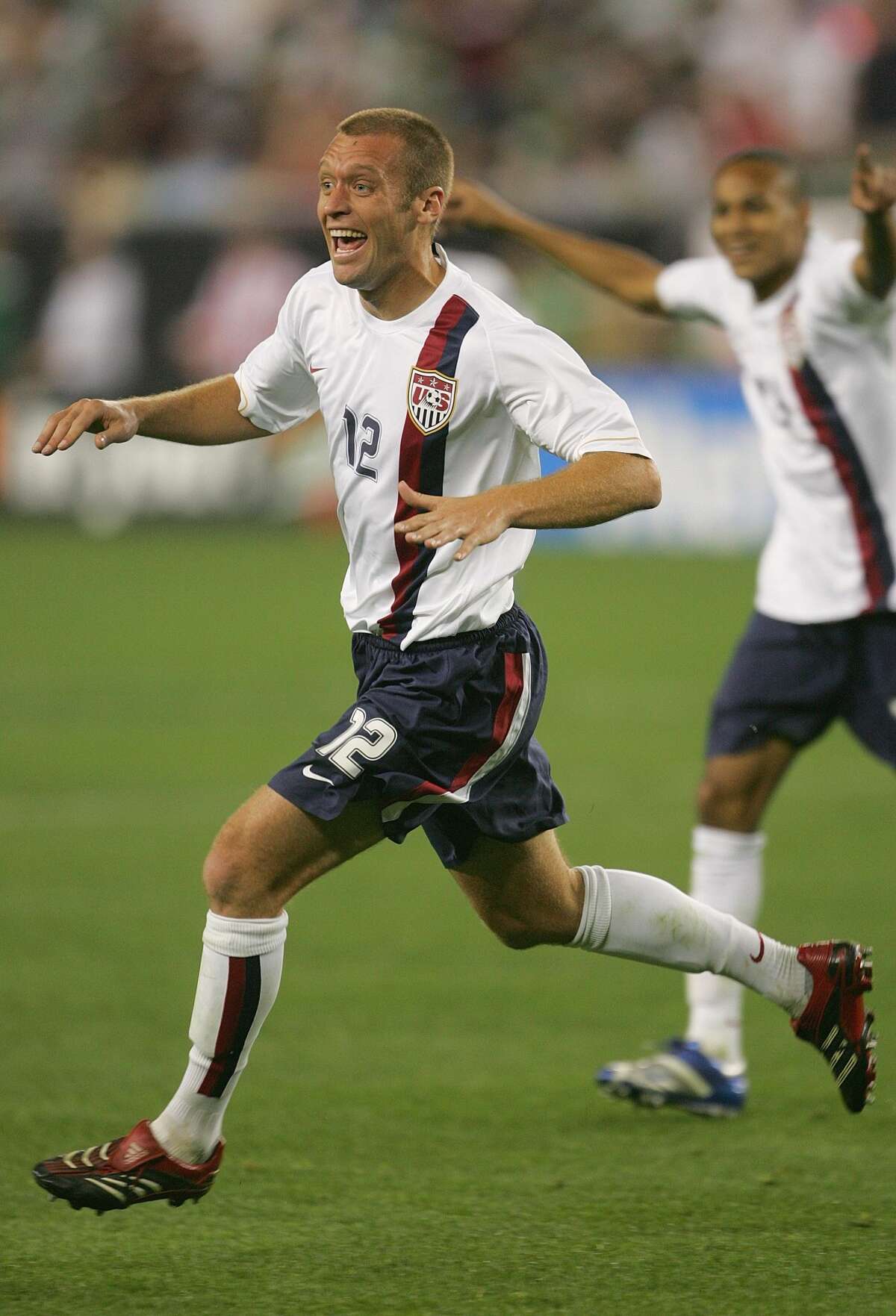 Jimmy Conrad of USA celebrates during their international friendly match against Mexico on February 7, 2007 at the University of Phoenix Stadium in Glendale, Arizona. USA defeated Mexico 2-0.