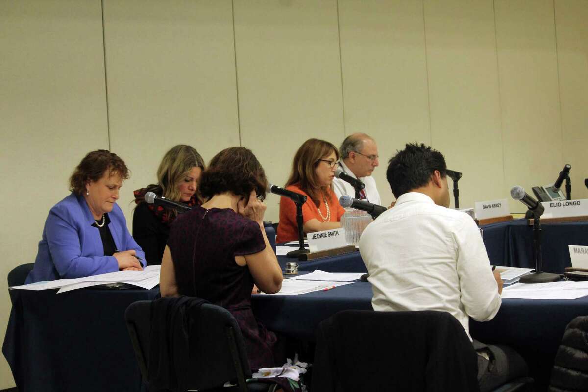 The Board of Education reviews the budget proposal at a meeting on Monday. Taken Feb. 10, 2020 in Westport, Conn.