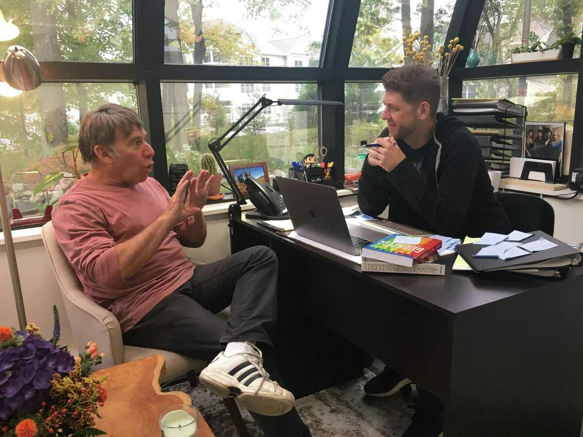 Stephen Schwartz and Daniel C. Levine in ACT's office.