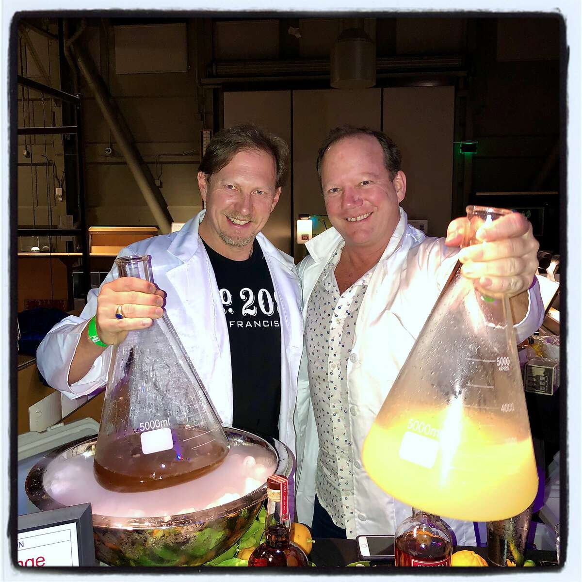Vintage Wine Estates Spirits Manager Walter Moore (left) and Meadowood Beverage Director Scott Beattie at the Science of Cocktails fundraiser. Feb. 7, 2020.