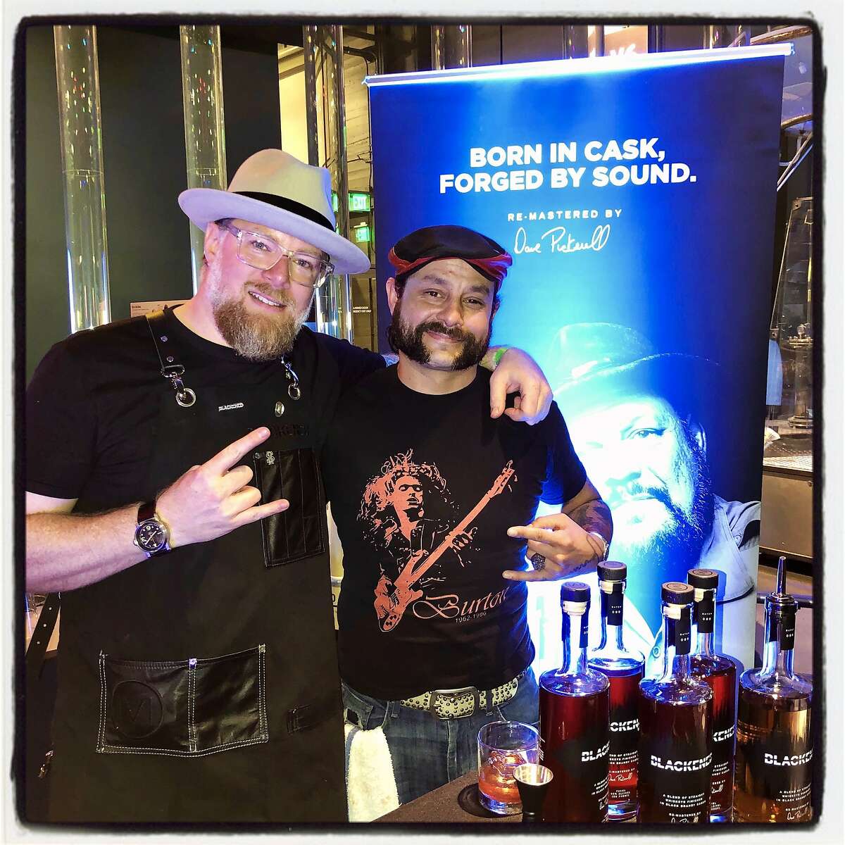 Blackened Whiskey Market Manager Kory Botkin (left) and Todd McKean at the Science of Cocktails fundraiser. Feb. 7, 2020.