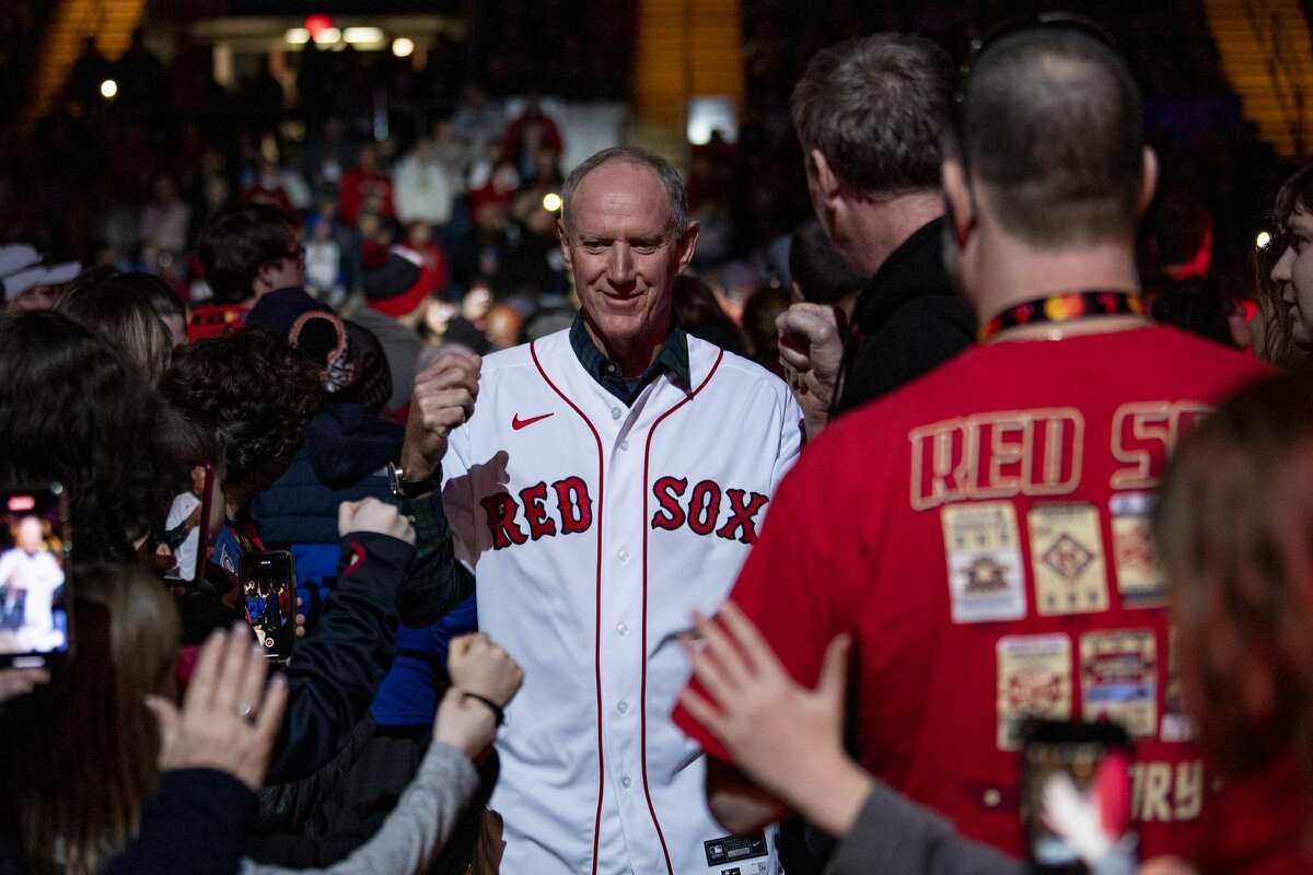 SPRINGFIELD, MA - JANUARY 17: Bench coach Ron Roenicke of the Boston Red Sox high fives fans as he is introduced during the Boston Red Sox NESN Town Hall during the 2020 Red Sox Winter Weekend on January 17, 2020 at MGM Springfield and MassMutual Center in Springfield, Massachusetts. (Photo by Billie Weiss/Boston Red Sox/Getty Images)