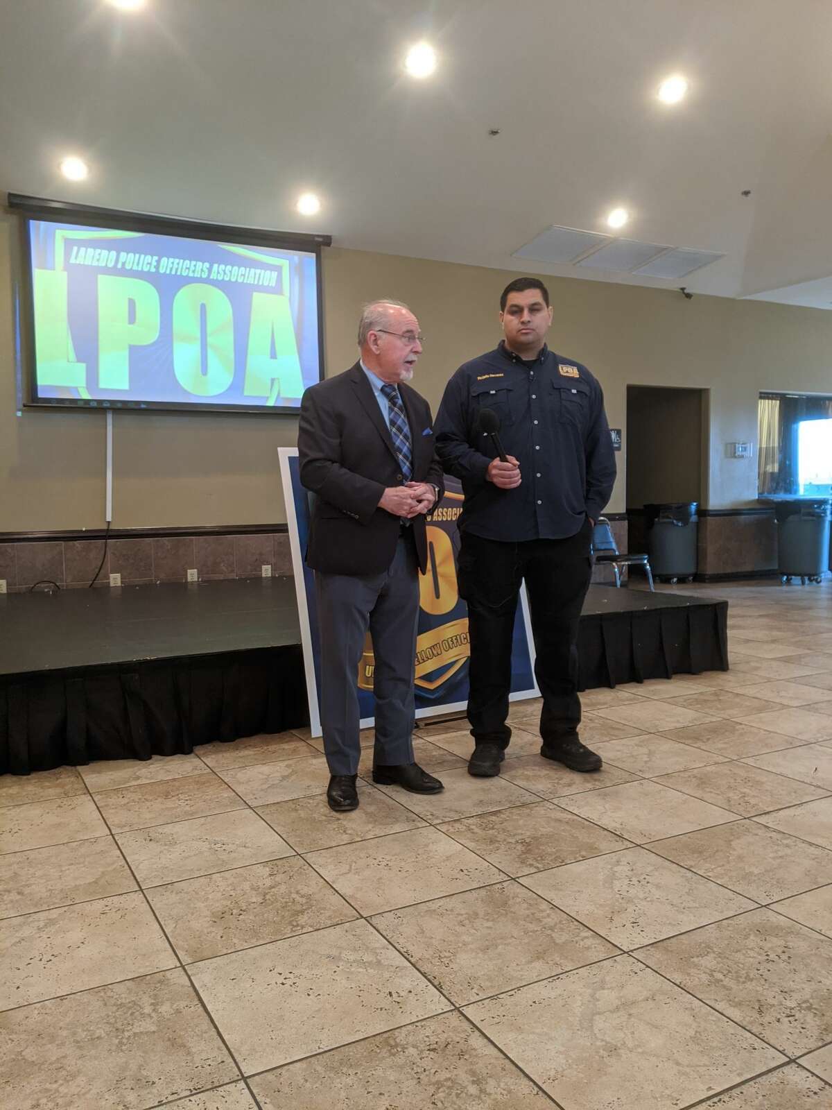 CLEAT Executive Director Charley Wilkinson speaks alongside LPOA President Rojelio Nevarez at a press conference Tuesday denouncing the release of suspected shooter Cesar Rene Terrazas, who posted bail on Jan. 31.