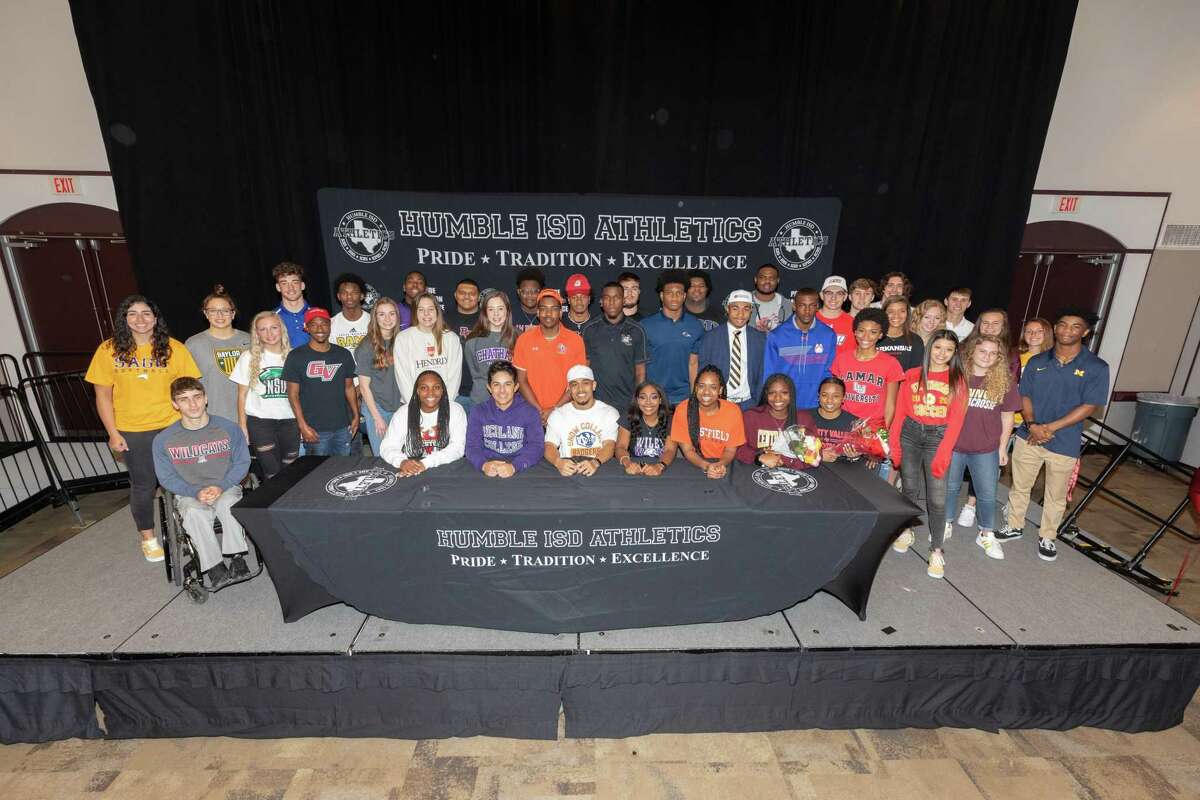 41 student athletes signed letters of intent to play at the next level in college at a special signing ceremony at the Humble Civic Center.