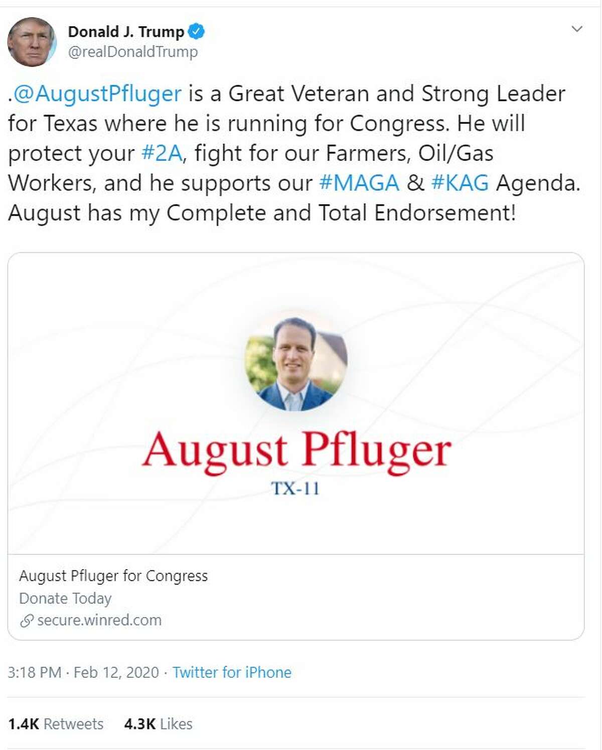 Trump Endorses Pfluger For District 11 Seat