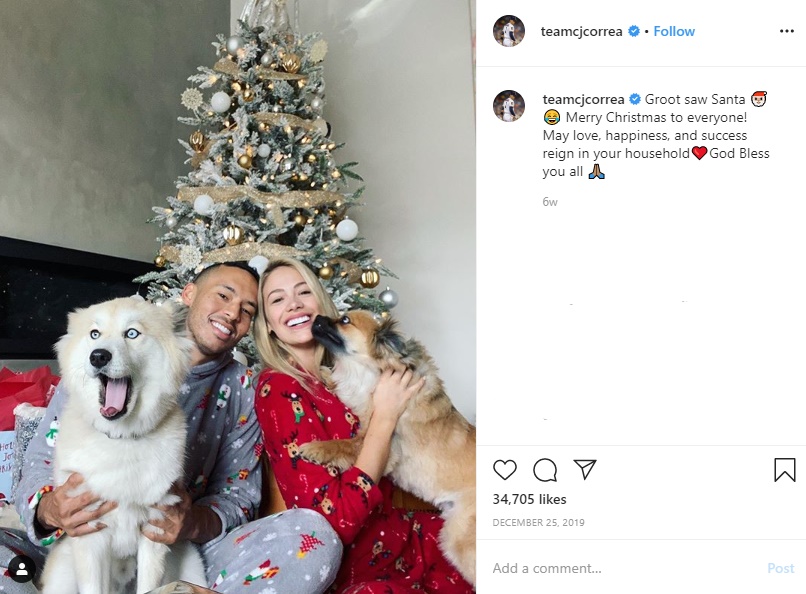 Alex Bregman Posts Christmas Picture with Wife and Baby on Instagram