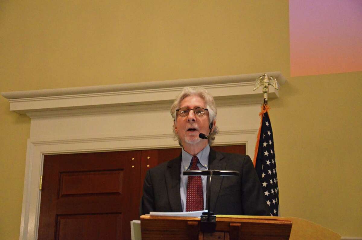Alan Barry, commissioner of town Human Services, spoke about the widening wealth gap at First Presbyterian Church on Wednesday, Feb. 12.