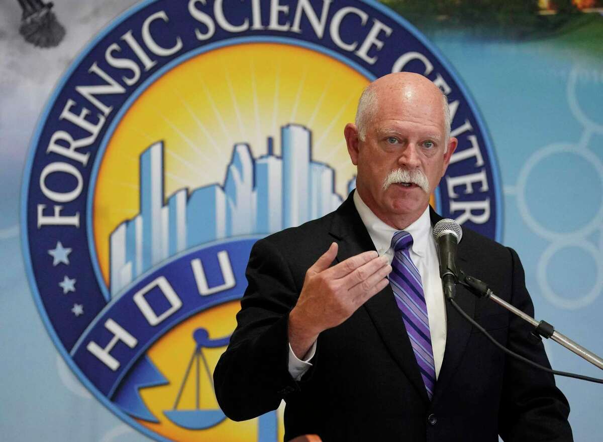 Dr. David Persse, public health authority for Houston's Department of Health and Human Services, speaks during a press conference at Houston Forensic Science Center, 500 Jefferson St., Wednesday, Feb. 12, 2020, in Houston. The research and findings regarding PCP found in impaired driving cases in Houston was published Wednesday in the Journal of Analytical Toxicology.
