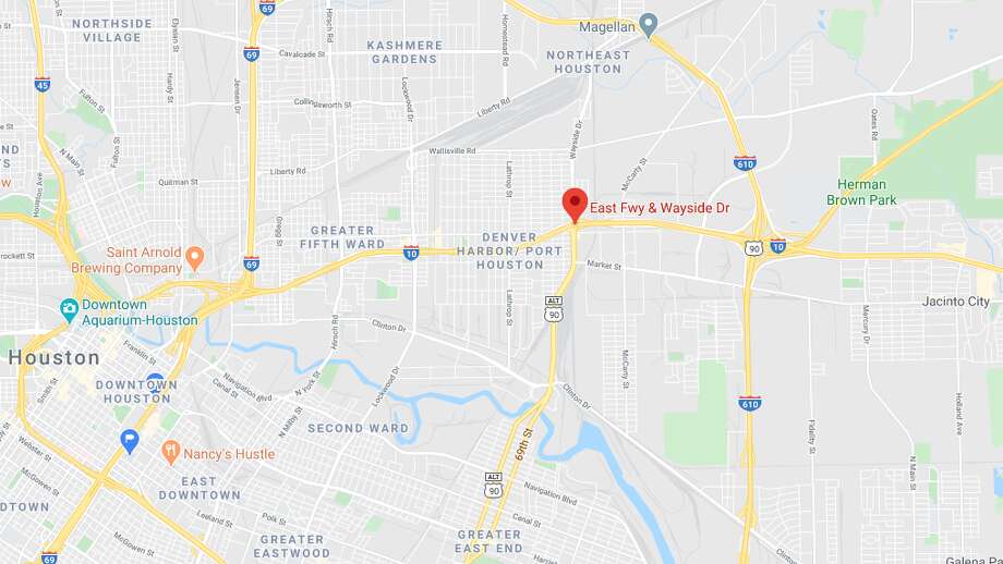 A pedestrian was hit and killed late Wednesday on the East Freeway in Houston, police said. Photo: Google Maps 