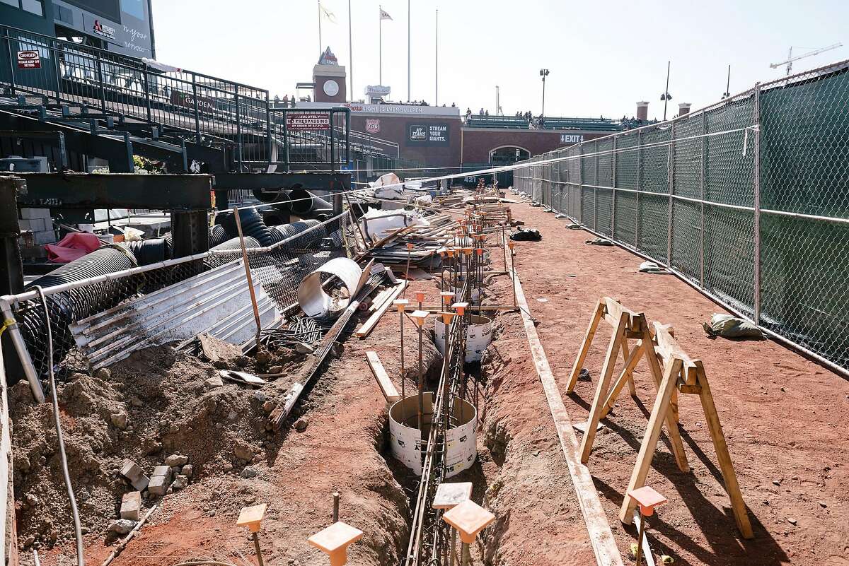 The new center field bullpen is seen under construction during the San Francisco Giants Fan Fest event at Oracle Park in San Francisco, California, U.S., on Saturday, Feb. 8, 2020.