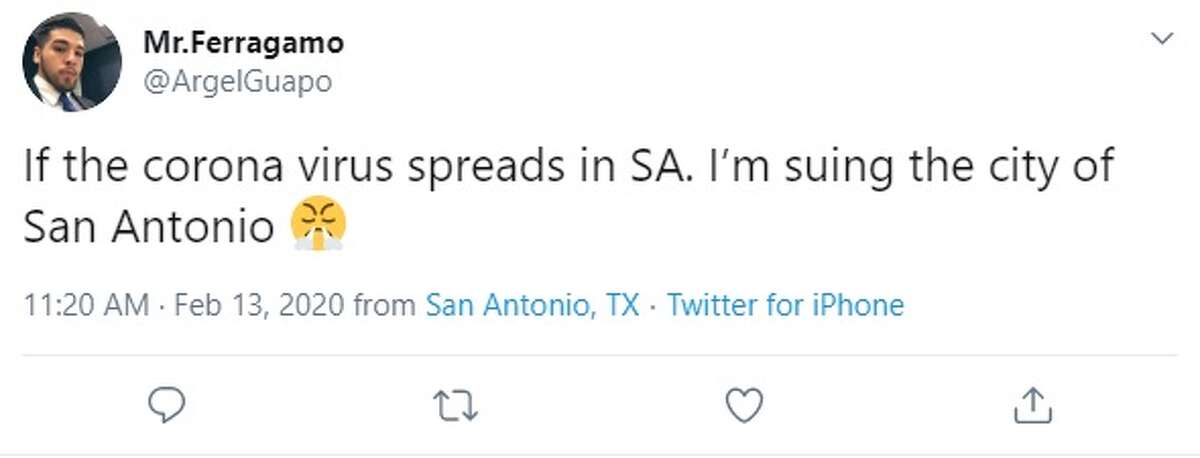 @ArgelGuapo: If the corona virus spreads in SA. I’m suing the city of San Antonio