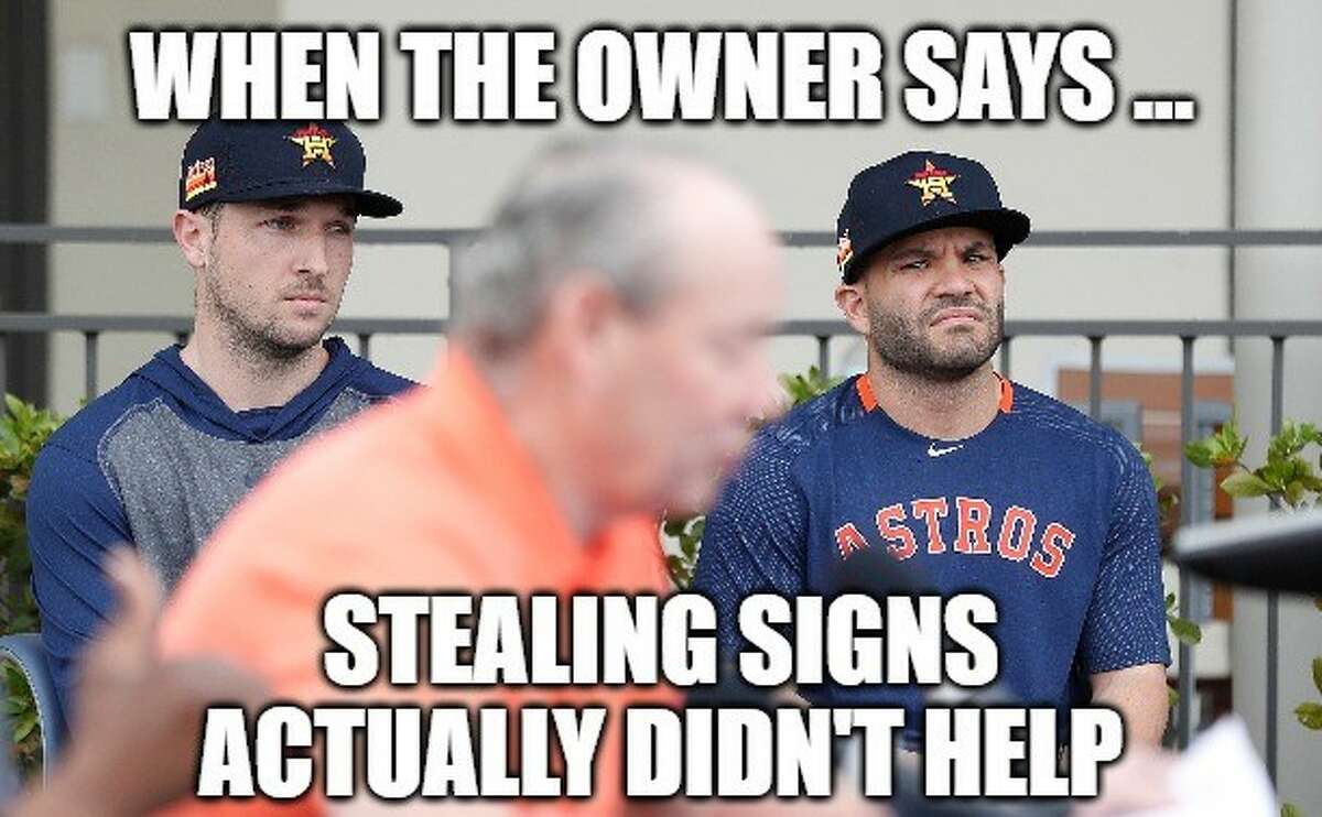 PHOTOS: The best memes and Internet reactions to the Astros' apology Meme: Matt Young; Photo: Karen Warren Browse through the photos above for the best memes about the Astros' apology ...