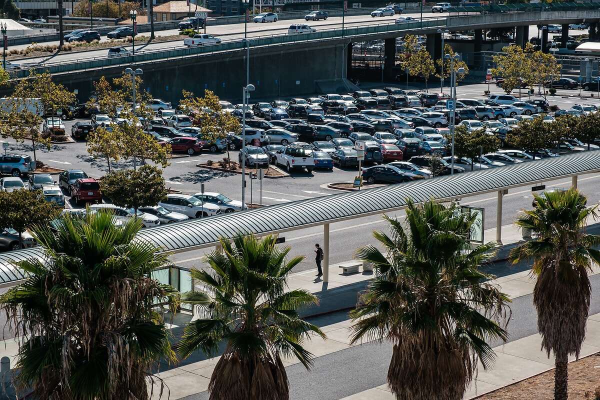 A general view of the BART Millbrae Station parking lot in Millbrae, Calif. on Thursday, October 16, 2019. BART is preparing to launch an ambitious plan which will see much of the transit agency's dedicated parking lots shrunken or eliminated to become sites of high-density housing.