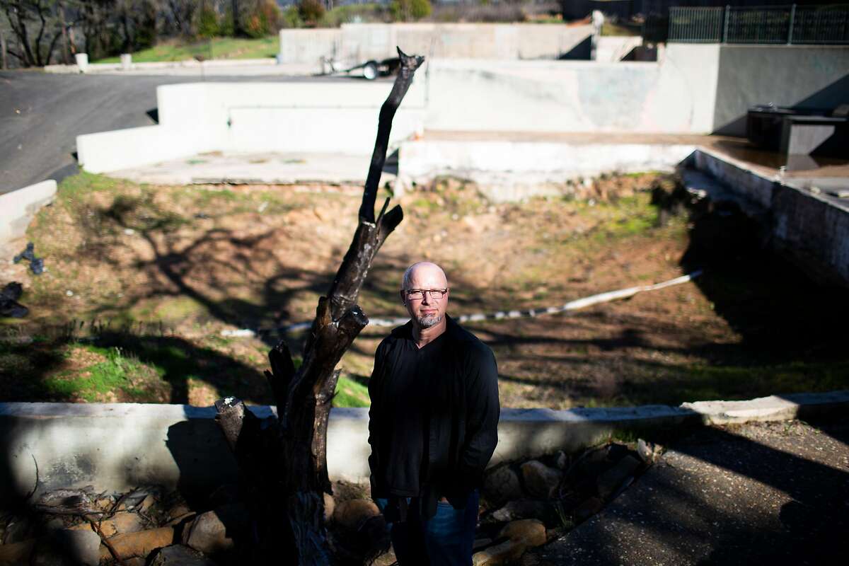 Tubbs Fire survivor Will Abrams, is unhappy with the 13.5 billion dollar settlement deal wildfire victims attorneys negotiated with PG&E, on the burnt lot that used to be his home in Santa Rosa, California, February 12th, 2020.