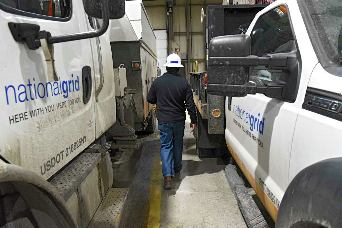 Ray Burlett, chief line mechanic hotstick for National Grid, walks to his truck in the truck barn at National Grid on Friday, Feb. 14, 2020 in Queensbury, N.Y. (Lori Van Buren/Times Union)