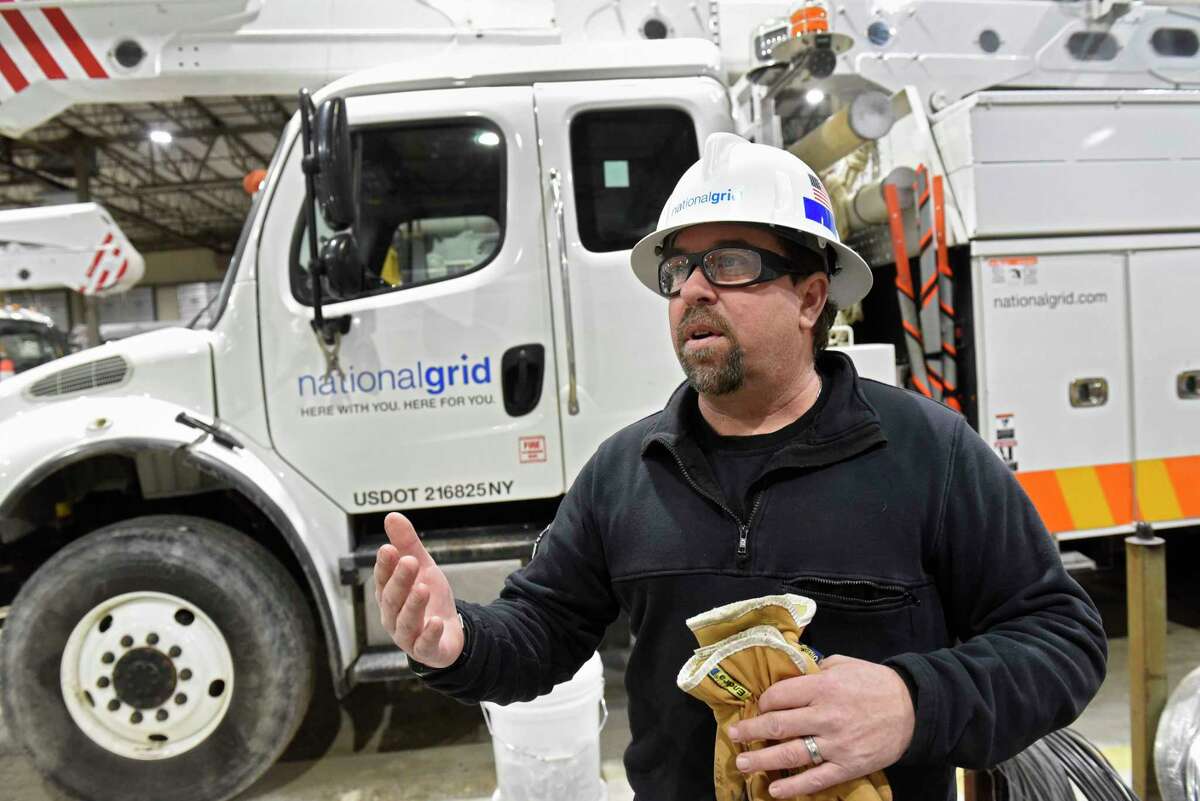 Ray Burlett, chief line mechanic hotstick for National Grid, talks about a recent storm during an interview in the truck barn at National Grid on Friday, Feb. 14, 2020 in Queensbury, N.Y. (Lori Van Buren/Times Union)
