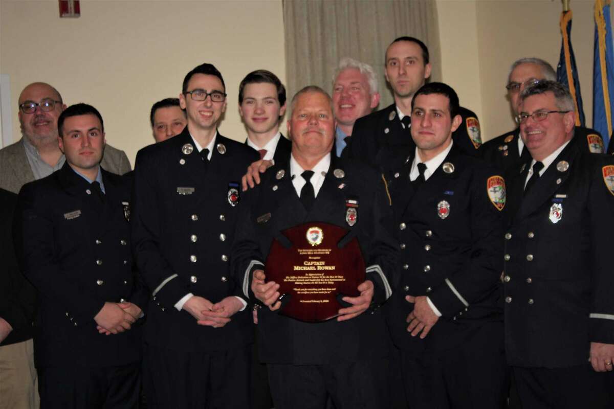 On Saturday, Feb 8, the Long Hill Fire Department held an event of a packed house to say thank you to Captain Mike Rowan for his years of service, after retiring in January. Rowan joined the department in 1995 and was a fire officer for 20 years. He was a true leader and paved the way for others to grow, always putting the department first. Over his career he has received 11 unit citations.