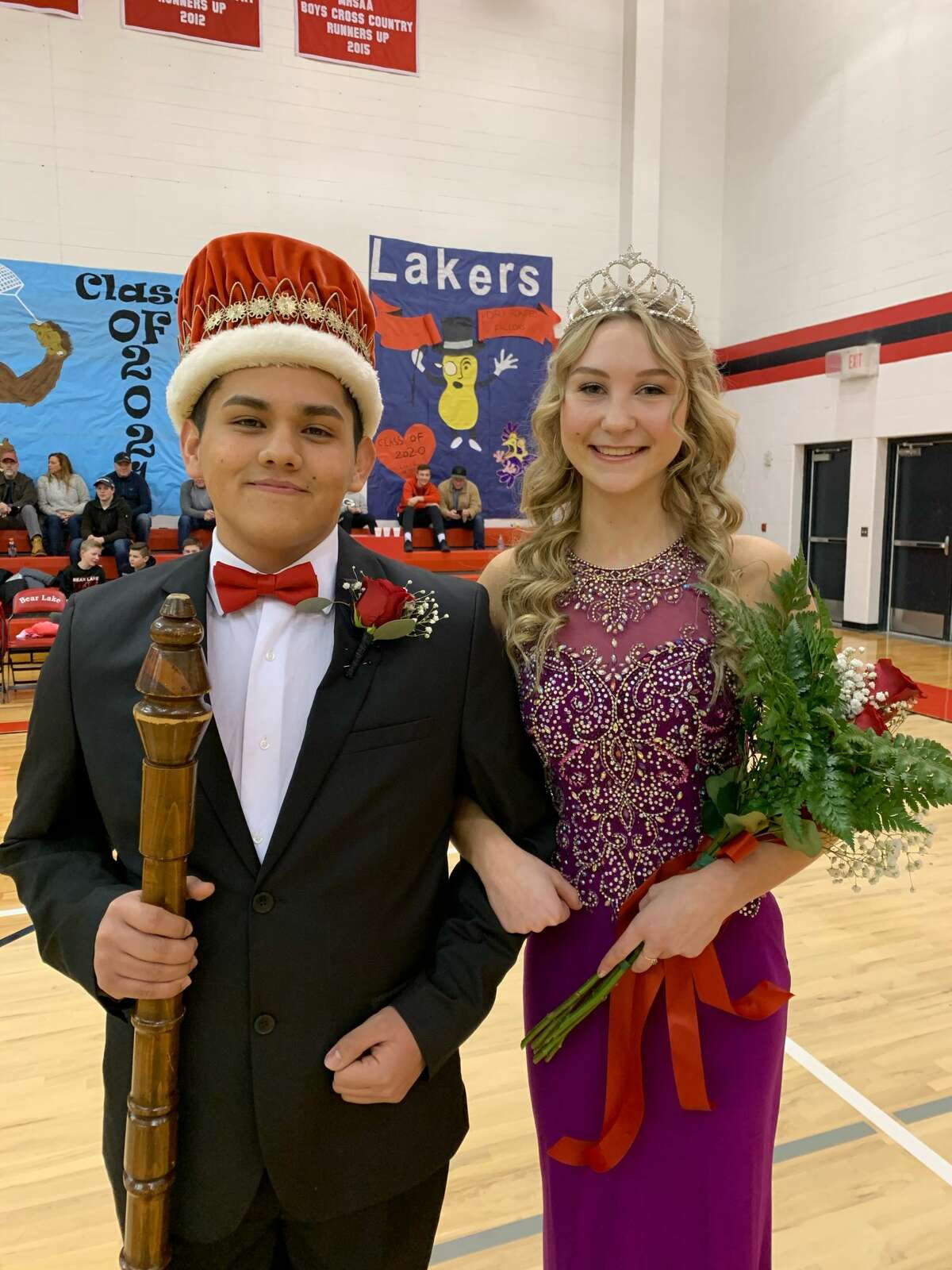 Bear Lake’s Fabian Aguilar and Shaely Waller were crowned the school’s Homecoming King and Queen for 2020 on Friday during a ceremony held at halftime of the Lakers’ varsity boys basketball game against Pentwater. 