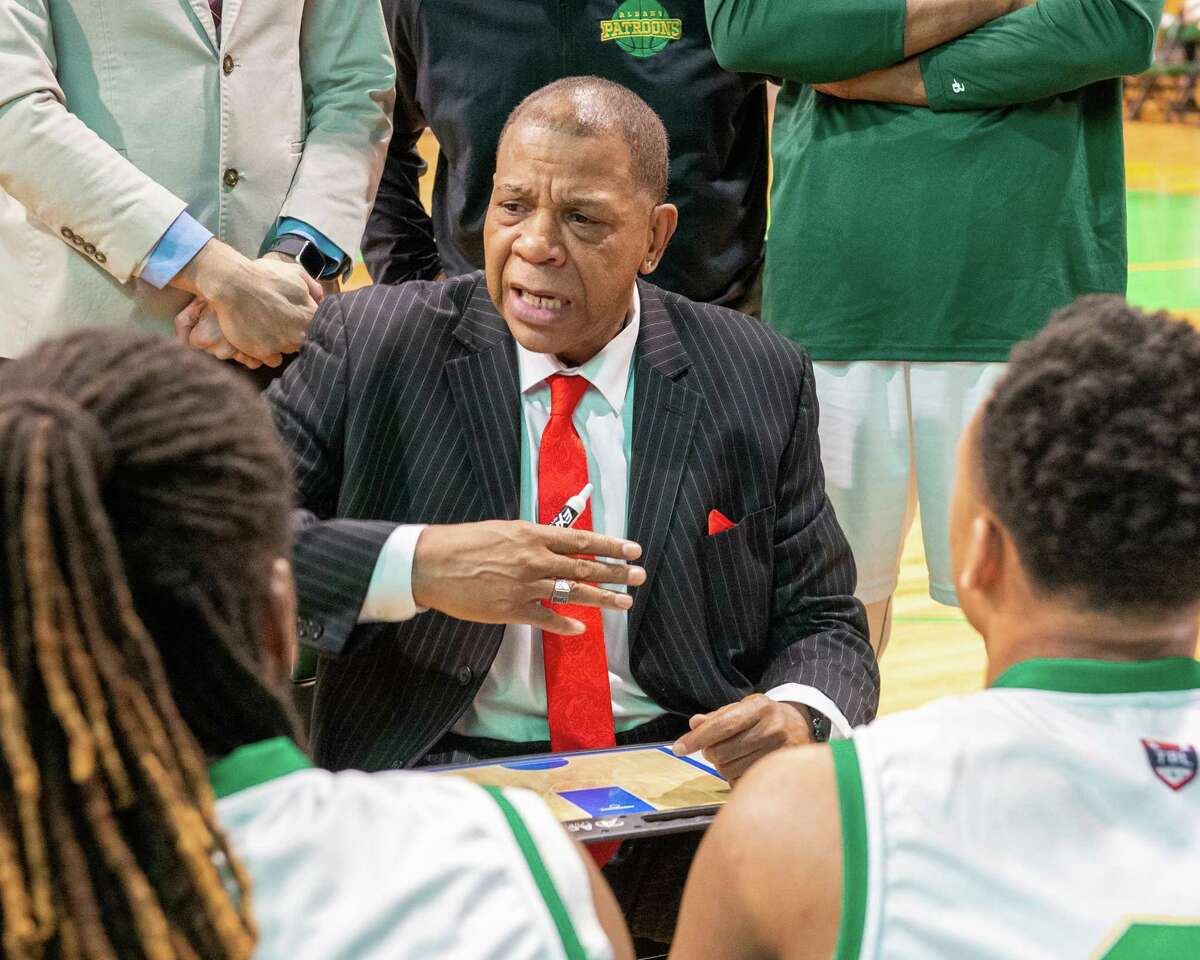 Albany Patroons head coach Derrick Rowland during a The Basketball League game against the Raleigh Firebirds at the Washington Avenue Armory on Friday, Feb. 14, 2020 (Jim Franco/Special to the Times Union.)