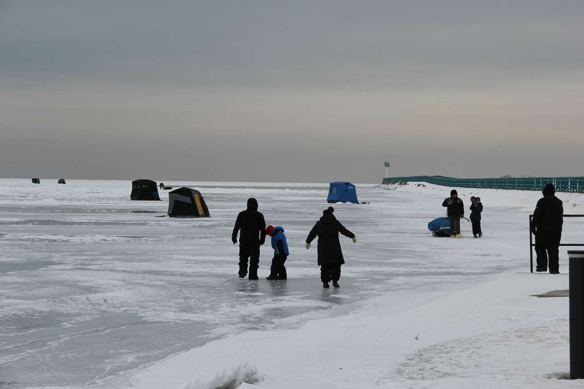 People come from far and wide to have fun at the Caseville Marina for Shanty Days. Aside from the Polar Bear Dip, people ice fished, played broom ball, participated in races, and ate some chili.