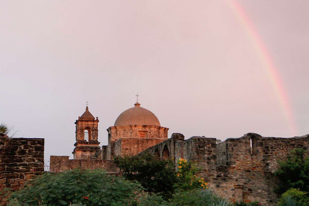 An early morning rainbow at Mission San Jose on Monday, Nov. 4, 2013. Photo by Marvin Pfeiffer / Prime Time Newspapers