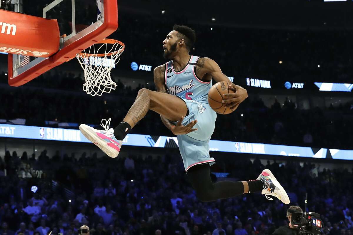 Jones gets locked in during a slam. Celebrating his 23rd birthday, he had a birthday cake and Heat teammate Ben Adebayo on the court for his first dunk.