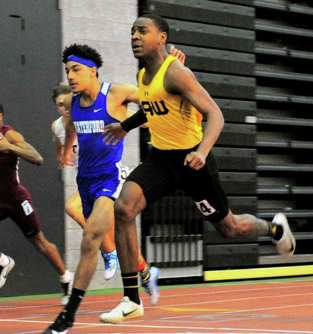 Law's Rayshon Jacons captured first in three events at the Class M indoor track championships.
