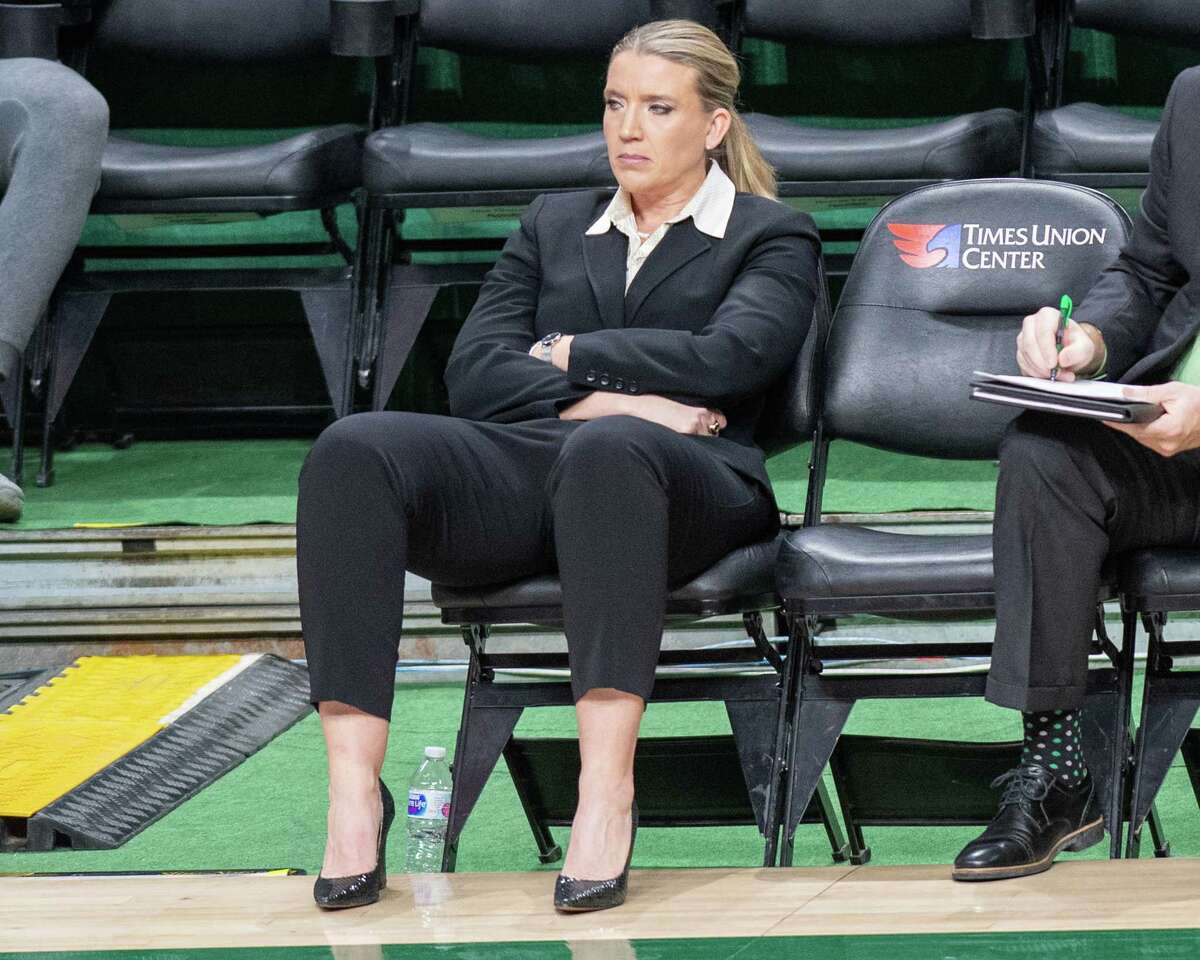 Siena College head women's' basketball coach Ali Jaques during a during a Metro Atlantic Athletic Conference game against Marist at the Times Union Center in Albany, NY on Sunday, Feb. 16, 2020 (Jim Franco/Special to the Times Union.)